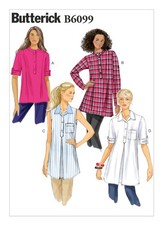 Butterick 6099 Sz 16-26 EASY Loose Fitting Button Down Shirt Pleat Pattern picture