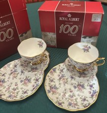 ROYAL ALBERT English Chintz Snack Set 100 YEARS Hostess TWO Sets - New In Boxes picture