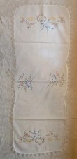 Floral Stamped Dresser Scarf Unworked Linen Birds Flowers Vintage New Old Stock picture