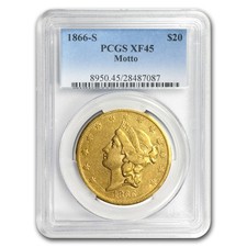 1866-S $20 Liberty Gold Double Eagle w/Motto XF-45 PCGS picture