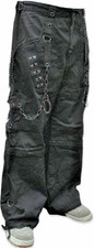 Tripp NYC Darkstreet Lock Up Bondage Pants Black Goth Punk Zip Off Chains AF7398 picture