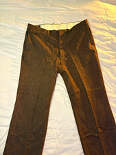 VINTAGE Wm. F. Farah Men’s Brown Wool Blend Flannel Pleated Dress Pants 32W picture