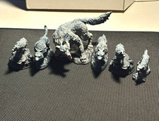 Dire Wolf Pack 7 Miniatures Hand Painted D&D DnD RPG Wolf Encounter Set picture