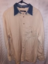 Pre Owned Men's Long Sleeve Button Up Shirt Size XL Color Cream By Nautica  picture