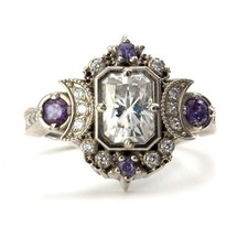 Art Deco Style Lab Created Diamond Moon Goddess Wedding 14K White Gold Plated picture