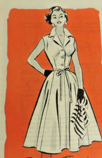 1950s Mail-order Marian Martin Miss 9238 Full Day Dress Sz 14 B32
