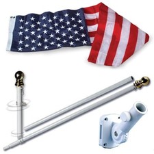 American Flag and Pole Set - 3x5 US Flag and 5' Spinning Flag Pole HEAVY DUTY picture