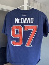 Reebok Edmonton Oilers Shirt Mens Medium M Connor McDavid 97 NHL Hockey Shirsey picture