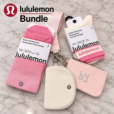 Lululemon Pink Dual Pouch Wristlet + 2 Sock Bundle NWT Size S picture