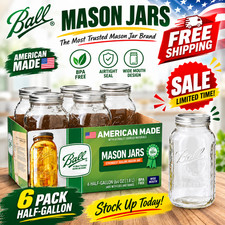 Ball Glass Mason Jar W/Lid & Band, Wide Mouth, 64 Ounces, 6 Count picture