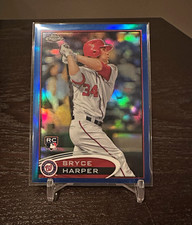 2012 Topps Chrome Bryce Harper Blue Refractor Rookie RC /199 #196 Nationals picture