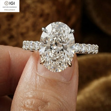 IGI 2.50Ct Oval Cut D VS1 Lab Grown Diamond Engagement Ring in 14K White Gold picture