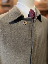 Vintage Paul Stuart (42R) Sage 100% Wool Twill Lined Balmacaan Car Coat picture