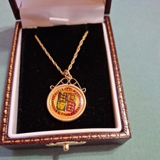 Vintage  1887 Victorian Sixpence Enameled Coin Pendant Necklace Golden Jubilee picture
