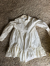 Sézane White Collared Long Sleeve Shirt Dress Button Ruffle Hem S/M picture