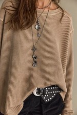 Free People FP One Blake Thermal Oversized Scoop Neck Long Sleeve Tunic Top M picture