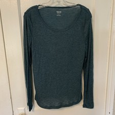 Mossimo SuppLy Co. Green Ribbed Long Sleeve Knit Casual T Shirt Top XL NEW picture