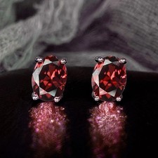 925 Sterling Silver 2.00ct Genuine Tanzanite Oval Stud Earrings Women picture