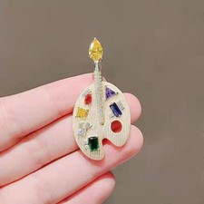 Stunning Women's Brooch Pin Pear Cut Simulated Citrine In 14K Yellow Gold Plated picture