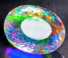 Certified 60.10 Ct Best Natural Oval Cut Rainbow Mystic Quartz Loose Gemstone . picture