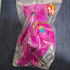 Ty Beanie Babies Purple Bear Earth Day Sealed Bag Vintage 2000 picture