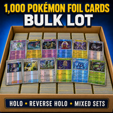 1000 Pokemon Holo Reverse Holo Foil Cards Bulk Lot Authentic Mixed Sets picture