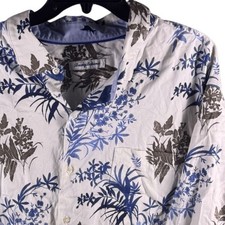 Tommy Bahama Mens XXL White Blue Floral Cotton Silk Blend Button Down Shirt picture