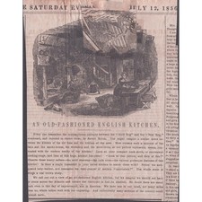 1856 Saturday Evening Post Clipping An Old-Fashioned English Kitchen Engraving picture