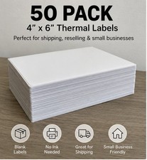 50 Pack 4x6 Blank Thermal Shipping Labels – Thermal Printer Paper picture
