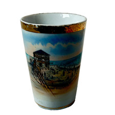 BEACH - LONG BRANCH NJ NEW JERSEY Souvenir Porcelain Trinket ANTIQUE CHINA CUP picture