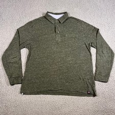Faherty Brand Mens Long Sleeve Polo Shirt Olive Green Heather Cotton Size M picture