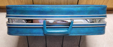 Vintage 1960s Samsonite Fashionaire in Peacock Blue w/Polka Dot Interior, No Key picture