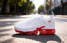 Nike Air Vapormax Plus TN White Red Men's Shoes Size 7-12  picture