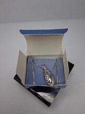 Avon PC President's Club 2004 Perfume Bottle Pendant Necklace, Pink, Silver Tone picture