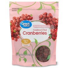 Great Value Reduced Sugar Sweetened Dried Cranberries, Dried Fruit Snacks, 20 oz picture
