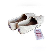 BOBS by Skechers Cream Woven Canvas Slip-On Flats Women's Size 8 NWT picture