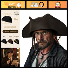 Adult Pirate Tricorn Hat - Colonial Costume Accessory for Halloween Parties picture