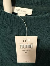 NWT  J Jill Chenille Cable Knit Crew Neck Pullover Sweater Tunic XL Green picture