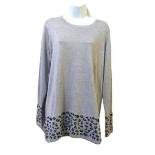 Pina Rossi long sleeves sweater animal printed details gray XL SOFT cozy office picture