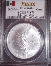 2020 Mo 1 Oz Mexican Silver Libertad PCGS MS 70 , Issue Free picture