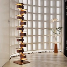 Vintage Stand Floor Light Lamp Walnut Wood Spiral Floor Lamp Interior Design picture