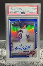 Aaron Sabato 2021 Bowman Chrome Auto Blue Refractor # /150 Twins 1st picture