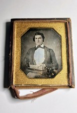 Early Original Antique 6 Plate Glass Daguerreotype Man Accordion Flutina Music picture