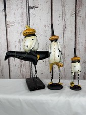 3PC August Moon Halloween Primitive Figure Decor LOT Jointed Pumpkin Raven picture