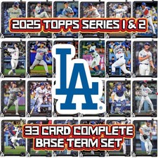 2025 Topps Baseball Los Angeles Dodgers Team Set Series 1 & 2 - Lot of 33 Cards picture