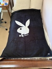 Vintage Late '90s Playboy Magazine Fleece Blanket EUC.  Reversible picture