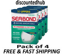 Sea Bond Denture Adhesive Seals Uppers Fresh Mint Zinc Free 30 Ct  each- 4 Pack picture