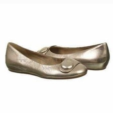 ECCO Owando Light Gold Metallic Button Flats Eur 41, US 10.5 picture