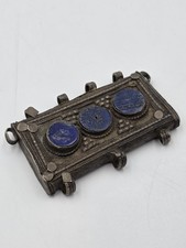 Antique Moroccan Berber Silver Lapis Lazuli Tribal Amulet Pendant Ethnographic picture