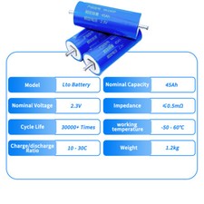 6pcs Original 25000+ Deep Cycle 2.3v Lto 45ah Titanat 66160H 2.3v Lto Cells picture